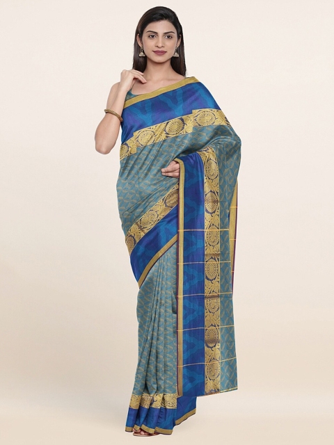

Pothys Blue & Gold-Toned Woven Design Zari Art Silk Saree