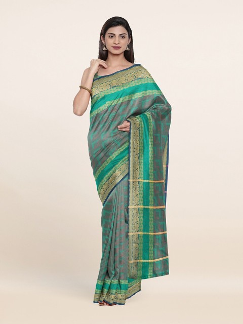 

Pothys Green & Gold-Toned Printed Zari Art Silk Saree