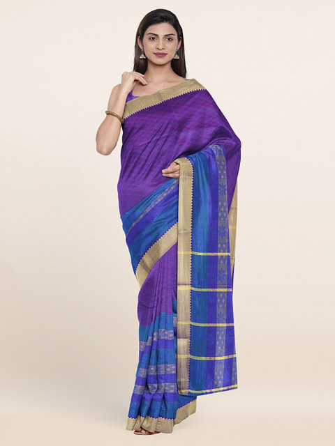 

Pothys Violet & Gold-Toned Woven Design Zari Art Silk Saree