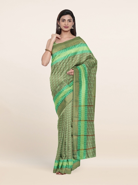 

Pothys Women Green Printed Art Silk Saree