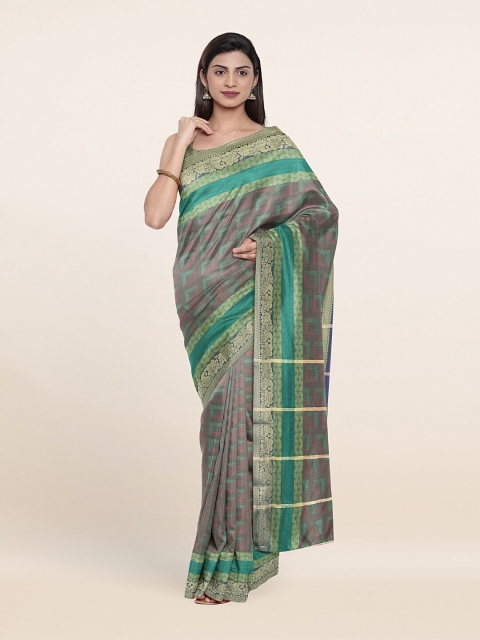 

Pothys Green & Gold-Toned Woven Design Zari Art Silk Saree