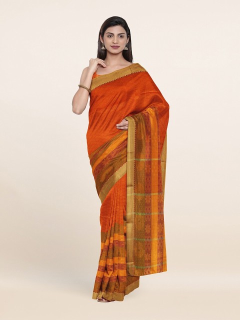 

Pothys Orange Ethnic Motifs Art Silk Saree