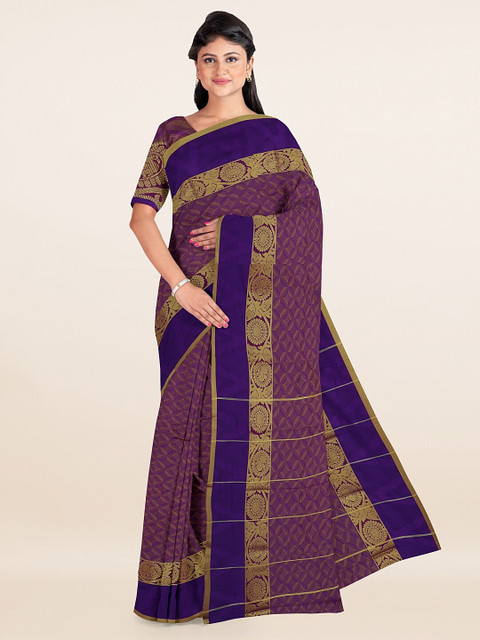 

Pothys Violet & Gold-Toned Zari Art Silk Saree