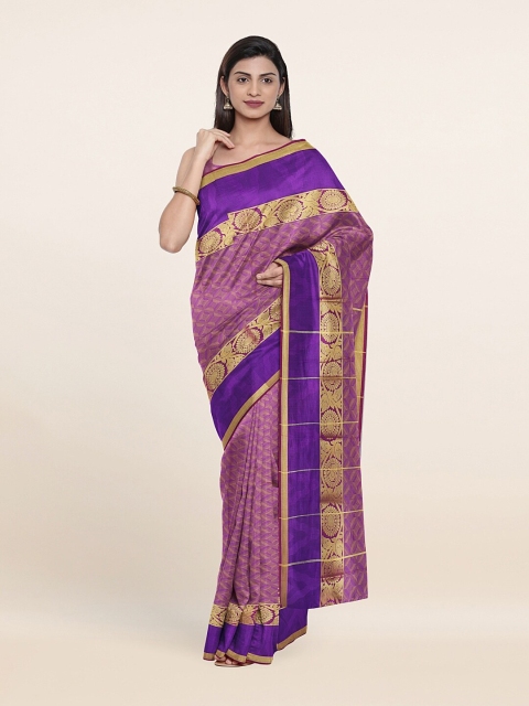 

Pothys Violet & Gold Ethnic Motifs Printed Saree