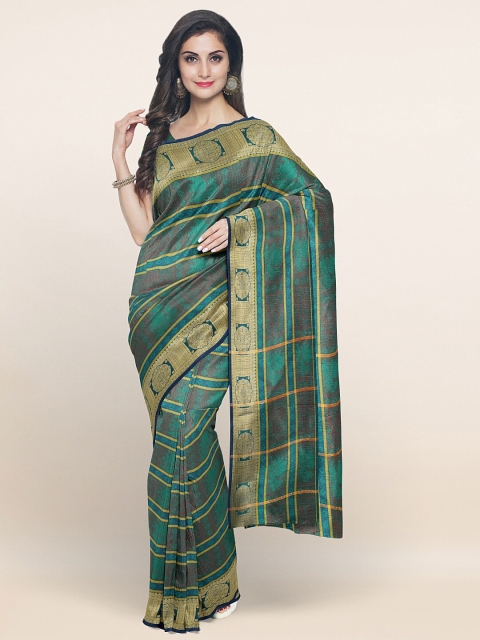 

Pothys Green & Gold-Toned Ethnic Motifs Zari Art Silk Saree