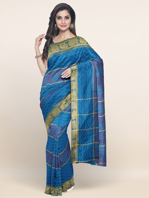 

Pothys Blue & Purple Ethnic Motifs Zari Art Silk Saree