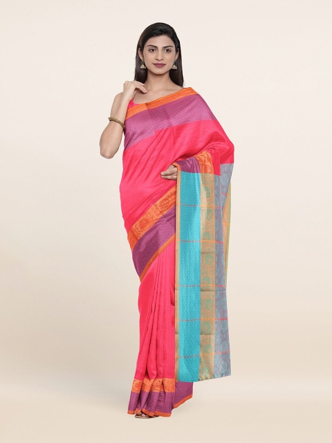 

Pothys Pink & Blue Ethnic Motifs Zari Art Silk Saree