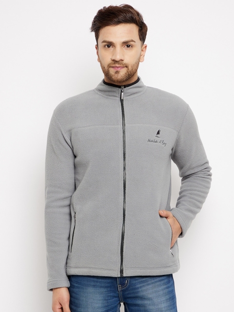 

HARBORNBAY Men Grey Solid Front-Open Sweatshirt