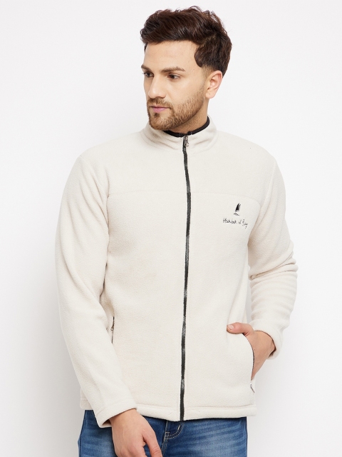 

HARBORNBAY Men Cream-Coloured Solid Mock Collar Sweatshirt