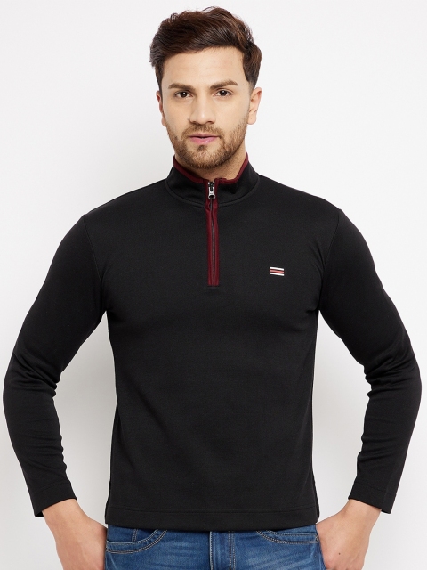 

HARBORNBAY Men Black Solid Mock Collar Sweatshirt