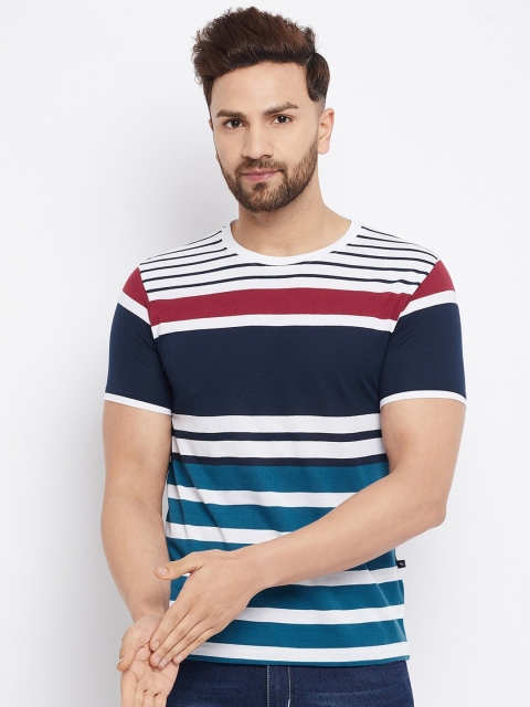 

HARBORNBAY Men Blue & White Striped T-shirt