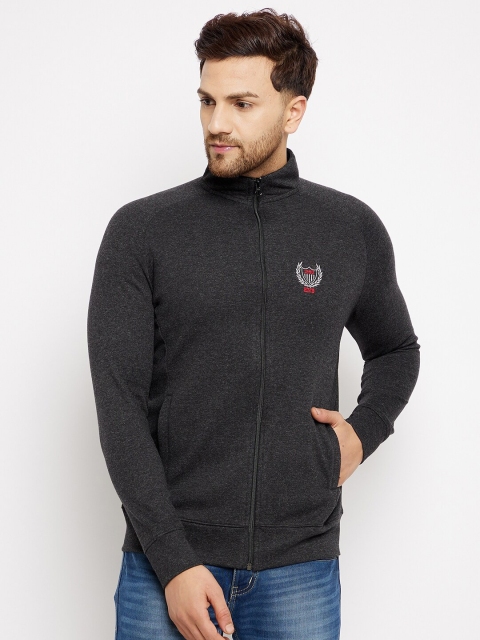 

HARBORNBAY Men Charcoal Solid Front-Open Sweatshirt