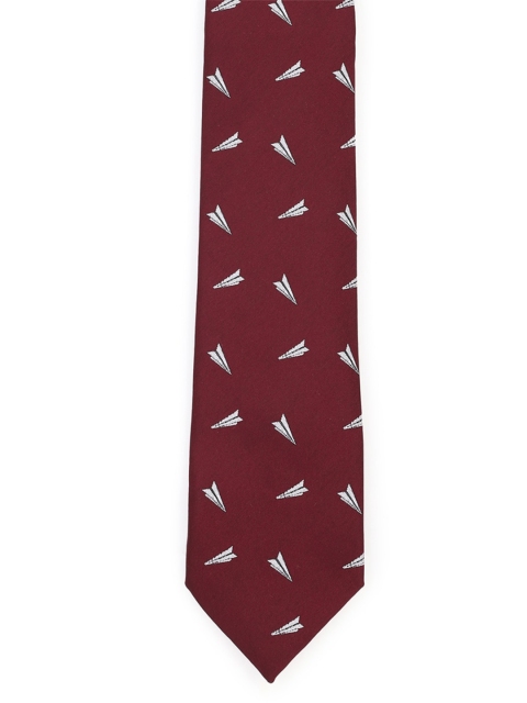 

Peter England Men Maroon & White Printed Broad Tie