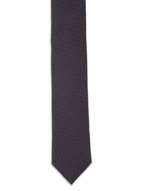 

Van Heusen Men Navy Blue & Brown Woven Design Broad Tie