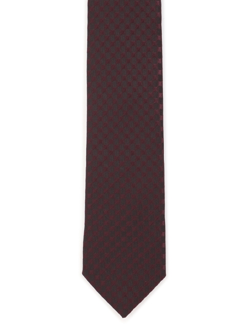 

Van Heusen Men Maroon & Grey Woven Design Skinny Tie