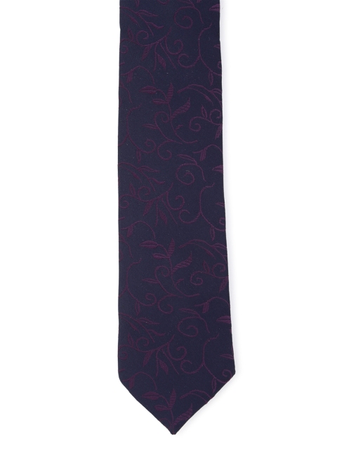 

Van Heusen Men Navy Blue & Purple Floral Woven Design Broad Tie