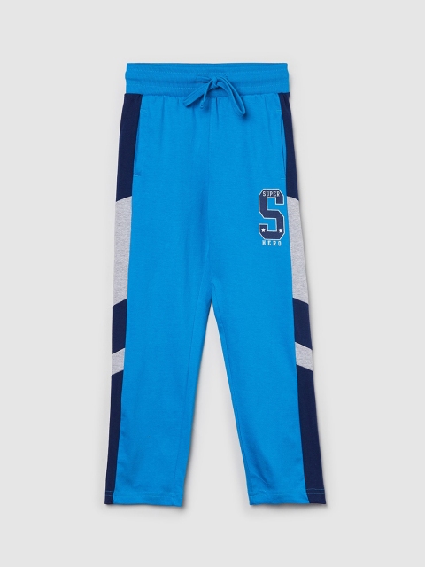 

max Boys Blue Colourblocked Pure Cotton Track Pants