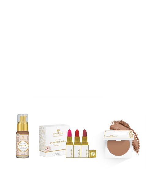

Just Herbs Set of Natural BB Cream-Lipstick Kit & Compact Powder, Beige