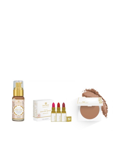 

Just Herbs Set of Natural BB Cream-Lipstick Kit & Compact Powder, Brown