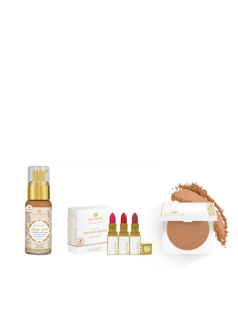 

Just Herbs Set of Natural BB Cream-Lipstick Kit & Compact Powder, Beige