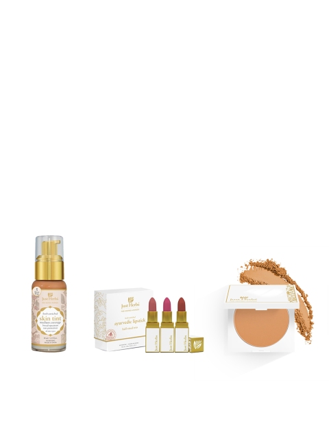 

Just Herbs Set of Natural BB Cream-Lipstick Kit & Compact Powder, Beige
