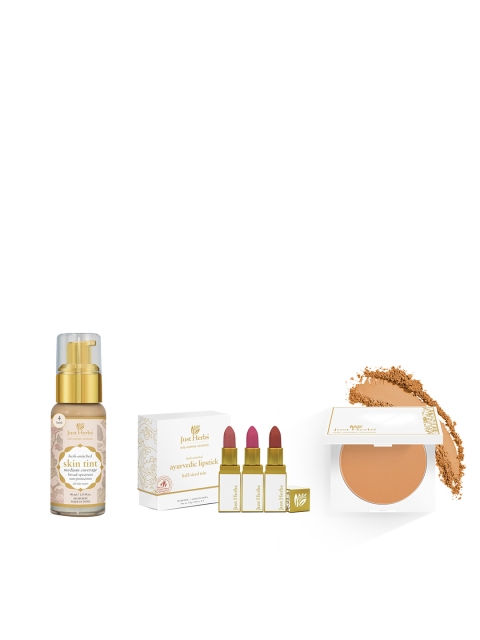 

Just Herbs Set of Natural BB Cream-Lipstick Kit & Compact Powder, Beige