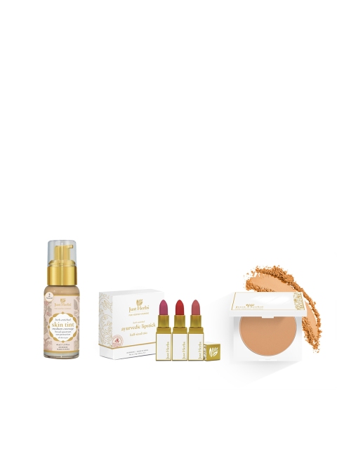 

Just Herbs Set of Natural BB Cream-Lipstick Kit & Compact Powder, Nude