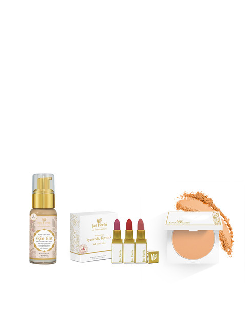 

Just Herbs Set of Natural BB Cream-Lipstick Kit & Compact Powder, Beige