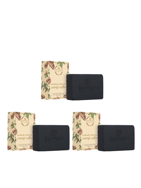 

Just Herbs Set of 3 Coorgi Coffee Handmade Bathing Bar 100 g each, Black