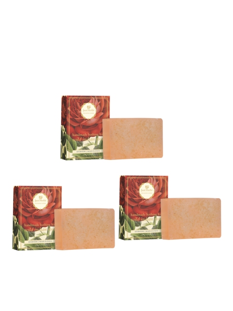 

Just Herbs Set of 3 Wild Indian Rose Handmade Bathing Bar 100 g each, Pink