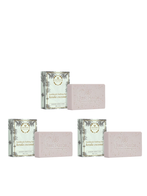 

Just Herbs Set of 3 Kerala Coconut Handmade Bathing Bar 100 g each, Mauve