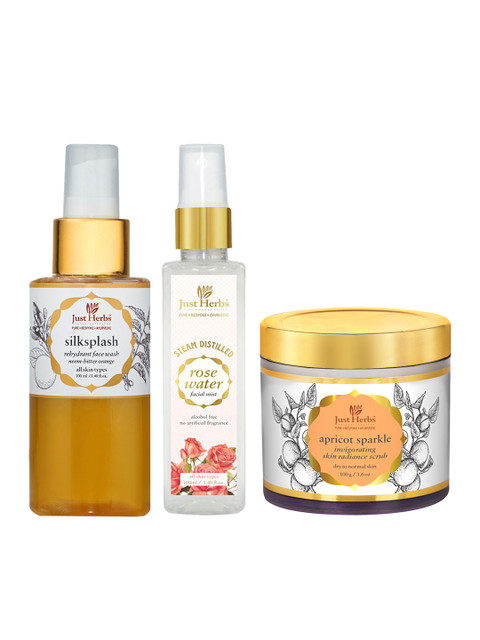 

Just Herbs Set of Face Toner-Face Wash & Face Scrub, Off white