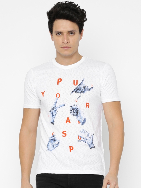 

Forca by Lifestyle Men White Printed Round Neck T-shirt