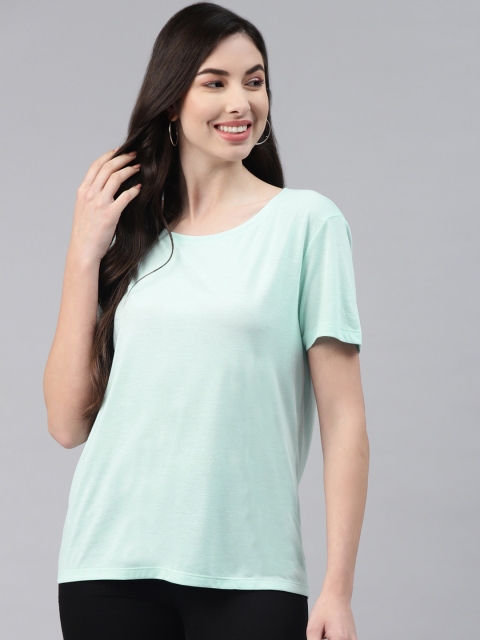 

Marks & Spencer Women Blue Solid Relaxed Fit T-shirt