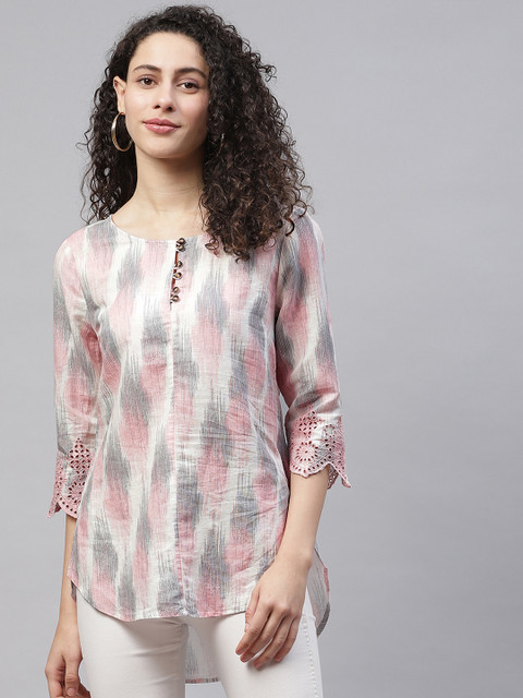 

Marks & Spencer Pink & Grey Printed High-Low Top
