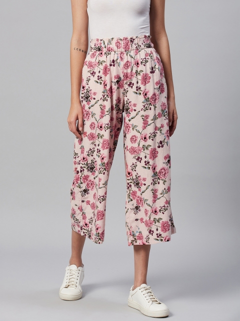 

Marks & Spencer Women Pink Floral Print Culottes