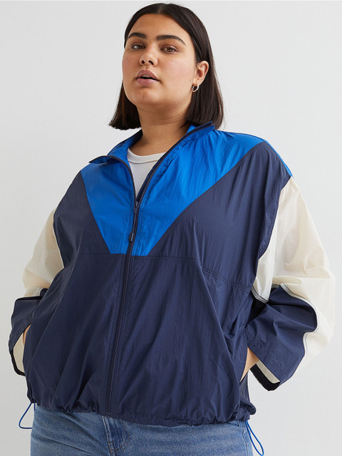 

H&M+ Blue Block-Coloured Nylon Jacket