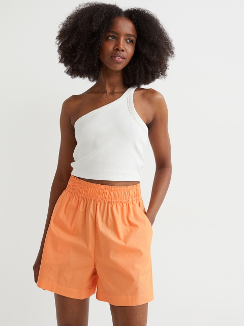 

H&M Women Orange Solid Pull-On Shorts