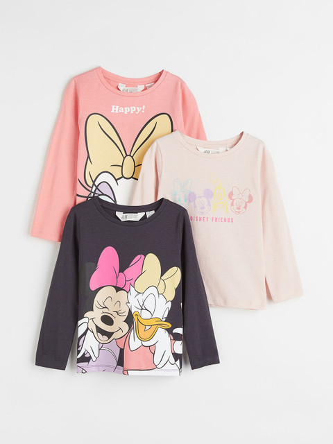 

H&M Girls Black,Pink & Multi 3-pack printed tops