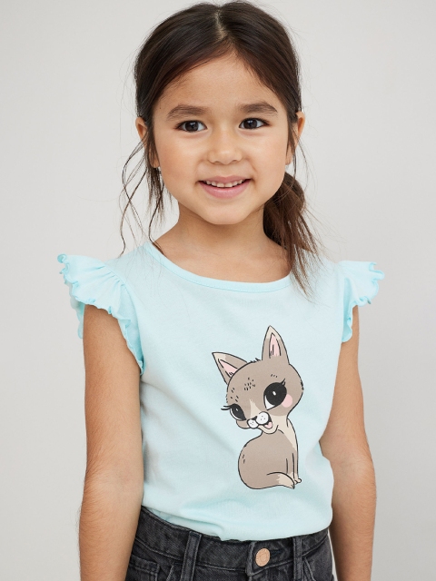 

H&M Girls White & Turquoise Blue 2-Pack Cotton Jersey Tops