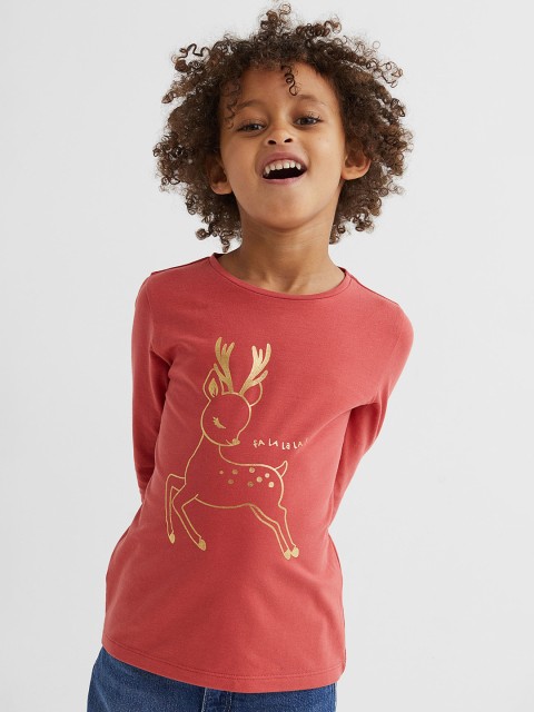 

H&M Girls Red Printed jersey top