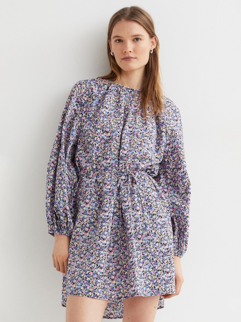 

H&M Woman Multi-colour Balloon-sleeved dress