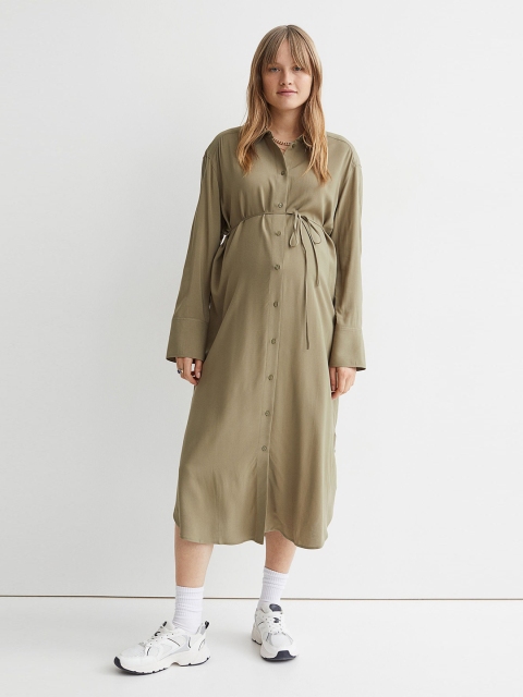 

H&M Women Green MAMA Shirt Dress