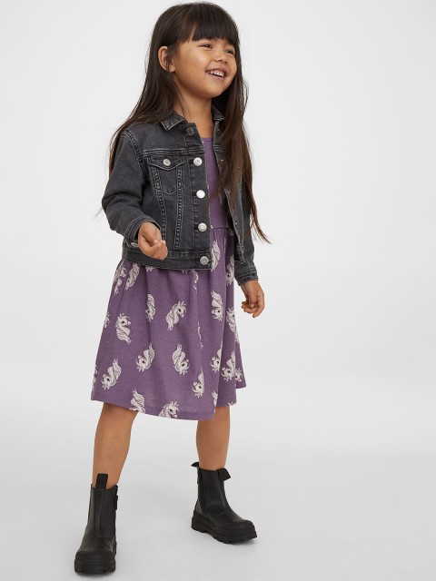 

H&M Girls Purple Patterned jersey dress