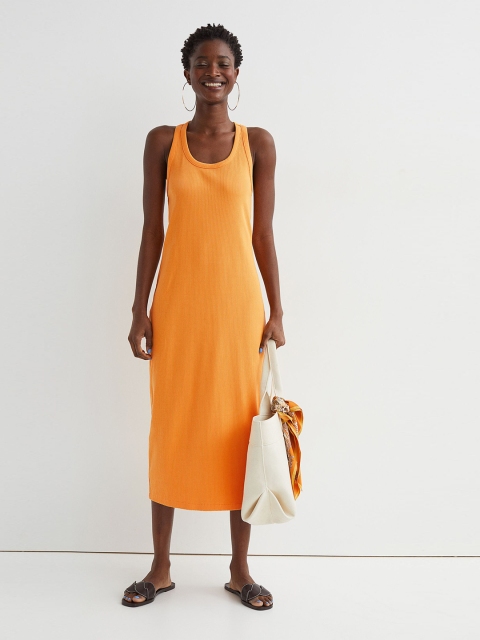 

H&M Orange Ribbed Jersey Dress