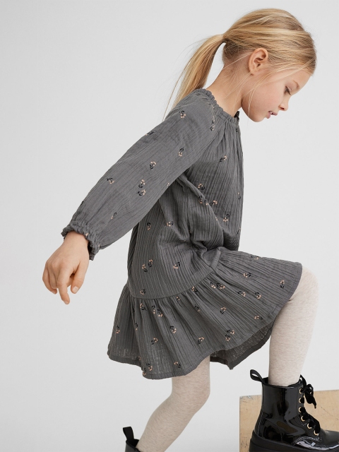

H&M Girls Grey Double-weave Cotton Dress