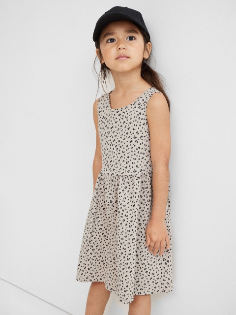

H&M Girls Beige Patterned Jersey Dress