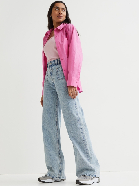 

H&M Women Blue Wide High Jeans