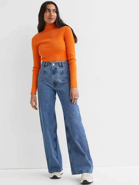 

H&M Women Blue Wide High Jeans