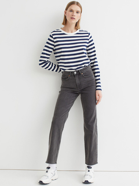 

H&M Woman Grey Straight High Ankle Jeans